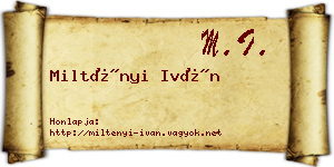 Miltényi Iván névjegykártya